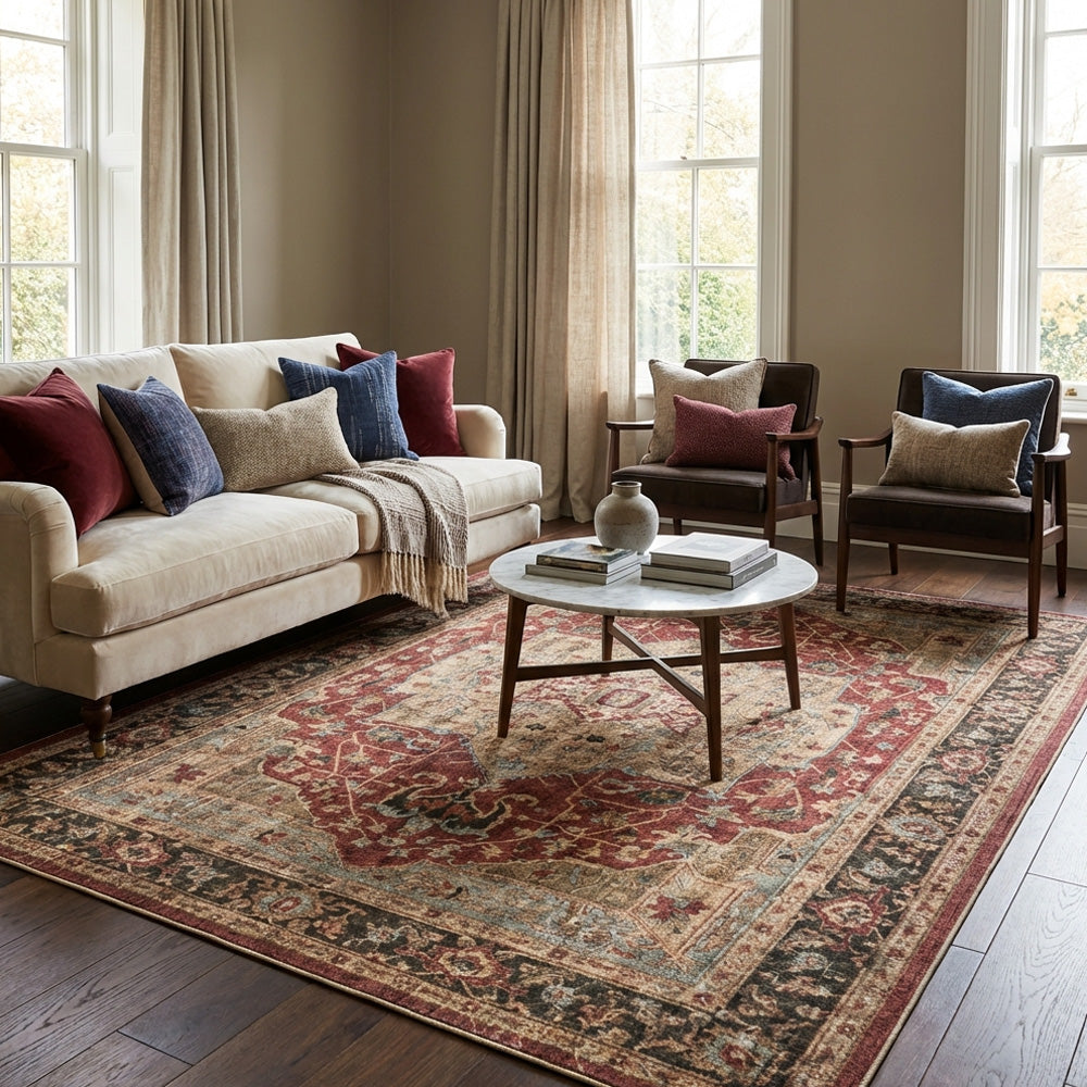 Polyester machine made printed washable rug