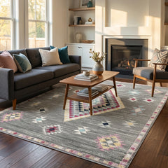 Polyester machine made printed washable rug