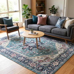 Polyester machine made printed washable rug