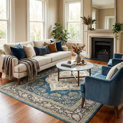 Polyester machine made printed washable rug