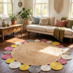Round Jute Rug in Living room