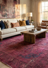 Oriental hand-knotted Persian wool rug in a classic traditional living room