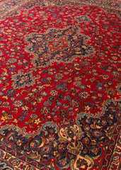 Vintage Mashad Hand-Knotted Wool Persian Rug (Size: 295 X 375 CM)