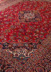 Signed Vintage Kashan Hand-Knotted Wool Persian Rug (Size: 270 X 346 CM)
