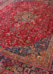 Vintage Sabzevar Hand-Knotted Wool Persian Rug (Size: 300 X 373 CM)