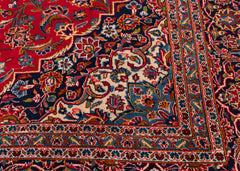 Signed Vintage Kashan Hand-Knotted Wool Persian Rug (Size: 270 X 346 CM)