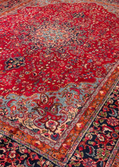 Vintage Sabzevar Hand-Knotted Wool Persian Rug (Size: 300 X 380 CM)