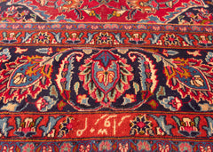 Signed Vintage Mashad Hand-Knotted Wool Persian Rug (Size: 285 X 390 CM)