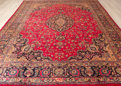 Signed Vintage Mashad Hand-Knotted Wool Persian Rug (Size: 300 X 380 CM)