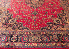 Signed Vintage Mashad Hand-Knotted Wool Persian Rug (Size: 300 X 380 CM)