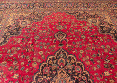 Signed Vintage Mashad Hand-Knotted Wool Persian Rug (Size: 300 X 380 CM)