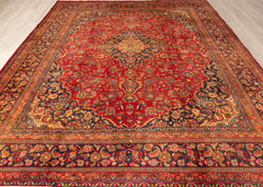 Vintage Kashan Hand-Knotted Wool Persian Rug (Size: 300 X 390 CM)