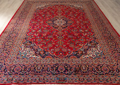 Signed Vintage Kashan Hand-Knotted Wool Persian Rug (Size: 270 X 346 CM)
