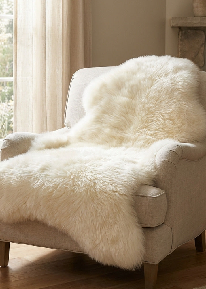 Natural White Sheepskin Rug in NZ