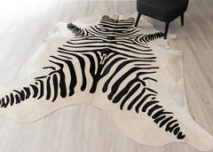 Zebra Printed Cowhide Rug (Size: 230 x 210 CM)