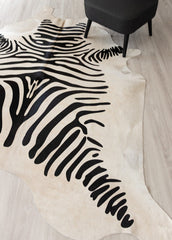 Zebra Printed Cowhide Rug (Size: 230 x 210 CM)