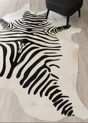 Zebra Printed Cowhide Rug (Size: 240 x 200 CM)