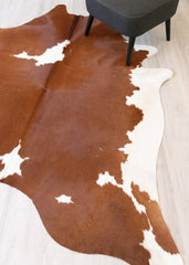 Brown And White Cowhide Rug (Size: 230 X 200 CM) CHR2173