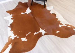 Brown And White Cowhide Rug (Size: 230 X 200 CM) CHR2173