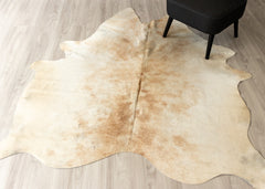 Beige And White Cowhide Rug (Size: 200 X 170 CM)