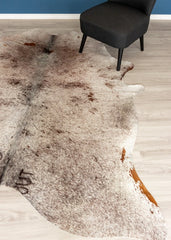 Salt Pepper Brown & White Cowhide Rug (Size: 230 X 210 CM)