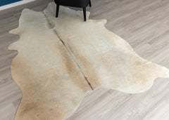 Beige And White Cowhide Rug (Size: 230 X 180 CM)