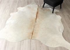 Beige And White Cowhide Rug (Size: 200 X 190 CM)