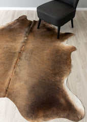 Chocolate Tan Cowhide Rug (Size: 230 X 180 CM)
