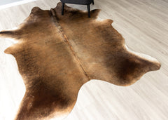 Chocolate Tan Cowhide Rug (Size: 230 X 180 CM)