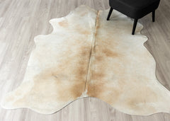 Beige And White Cowhide Rug (Size: 200 X 180 CM)