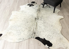 Salt Pepper Black & White Cowhide Rug (Size: 210 X 180 CM)