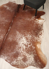 (Rare) Salt Pepper Brown & White Cowhide Rug (Size: 240 X 200 CM) CHR2706
