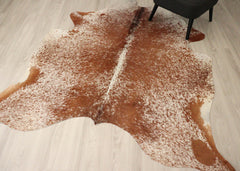 (Rare) Salt Pepper Brown & White Cowhide Rug (Size: 220 X 200 CM) CHR2709