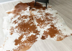 (Rare) Salt Pepper Brown & White Cowhide Rug (Size: 250 X 200 CM) CHR2449