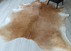 Beige And White Cowhide Rug (Size: 280 X 240 CM) CHR2463