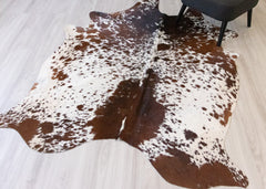 Salt Pepper Brown & White Cowhide Rug (Size: 220 X 160 CM) CHR 2094