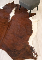 Dark White Spine Belly Brindle Cowhide Rug (Size: 230 X 200 CM) CHR2148
