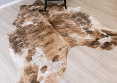 (Rare) Exotic Tricolor Cowhide Rug (Size: 220 X 210 CM) CHR2069