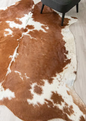 Brown And White Cowhide Rug (Size: 240 X 210 CM) CHR2647
