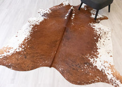 Salt Pepper Brown & White Cowhide Rug (Size: 230 X 210 CM) CHR2082