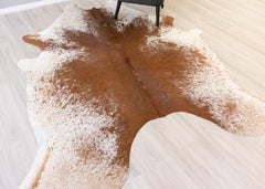 Salt Pepper Brown & White Cowhide Rug (Size: 250 X 210 CM) CHR2137