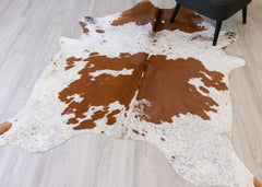 Salt Pepper Brown & White Cowhide Rug (Size: 200 X 170 CM) CHR 2093