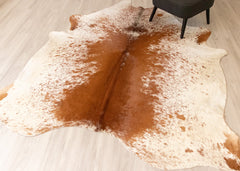 Salt Pepper Brown & White Cowhide Rug (Size: 240 X 220 CM) CHR2245