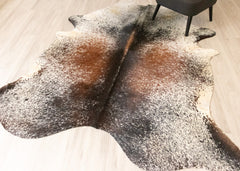 (Rare) Salt Pepper Tri-Color Cowhide Rug (Size: 250 X 210 CM) CHR2247