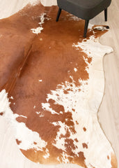 Brown And White Cowhide Rug (Size: 240 X 210 CM) CHR2253