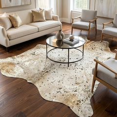 Designer Gold Speckled Champagne Cowhide Rug (Size: 260 x 240 CM)