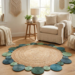 Multicolor Handmade Jute Round Rug