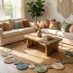 Multicolor Handmade Jute Round Rug