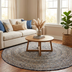 Denim Handmade Jute Round Rug