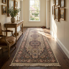 Oriental Agra Hand-Knotted Wool Hallway Indian Runner Rug – 84 x 340 CM